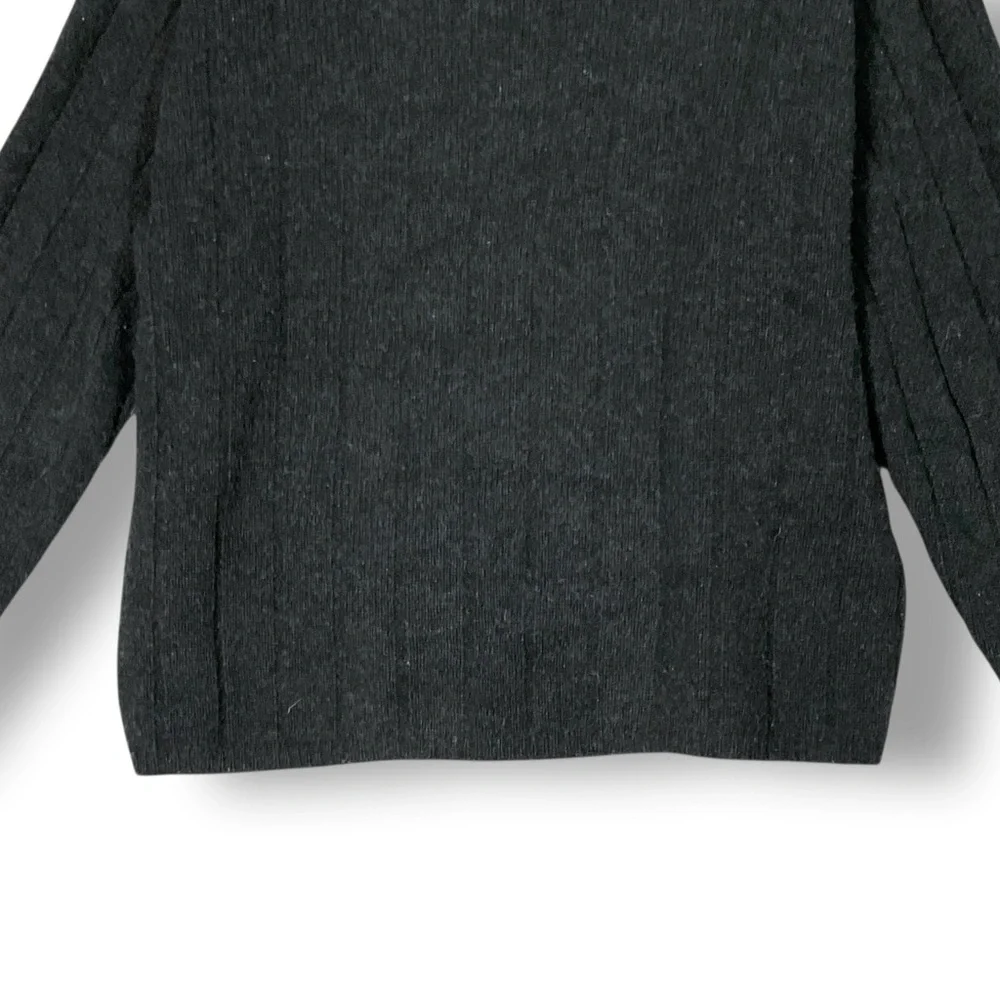 J. Crew Men’s Lambswool Sweater Sz XL Cable Knit V Neck Charcoal Gray - Picture 8 of 10